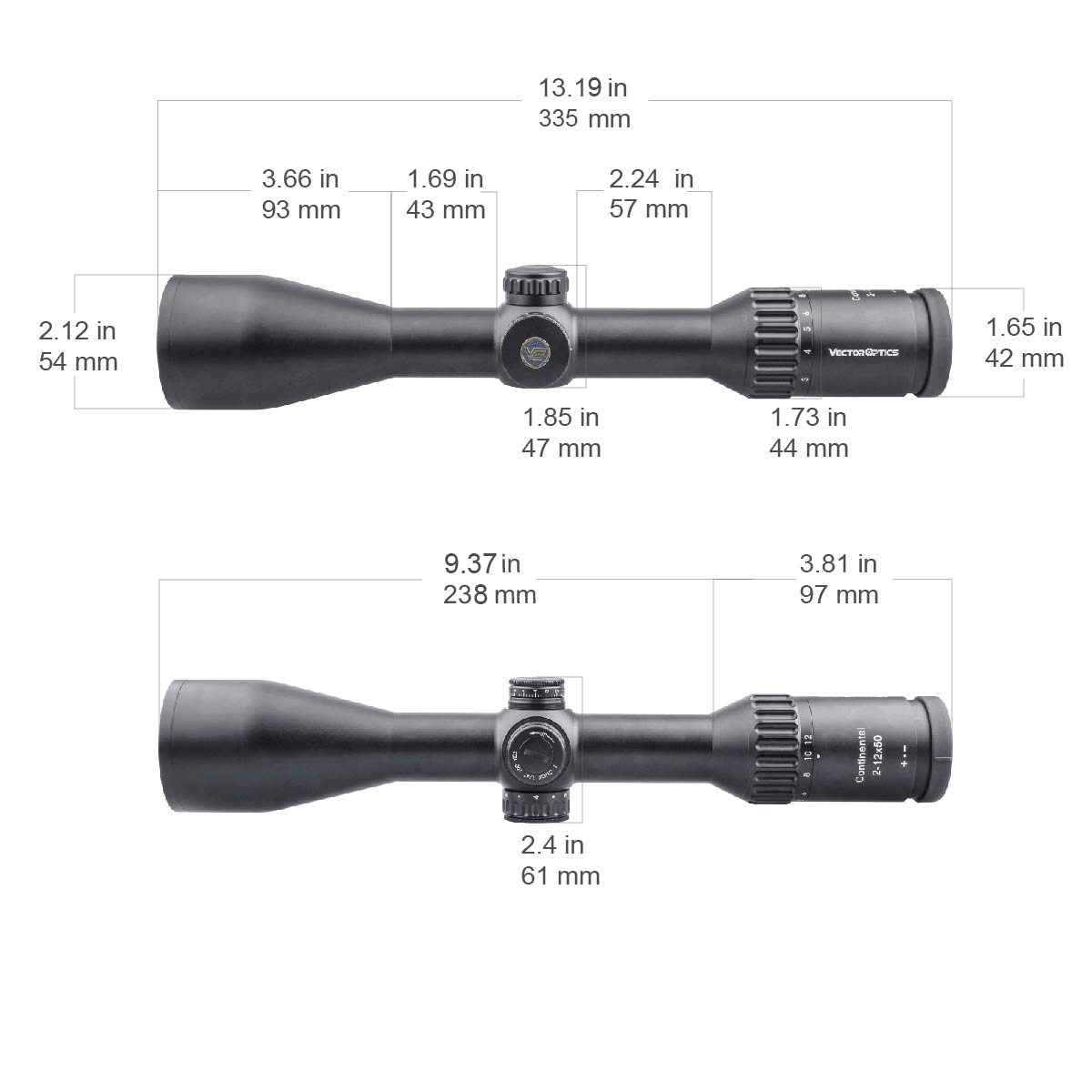 Vector Optics Continental 2-12x50 SFP visor de rifle