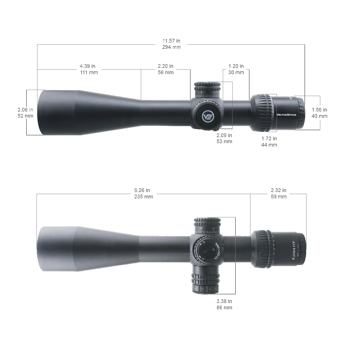 Vector Optics Veyron 6-24x44 IR First Focal Plane Illuminated visor de rifle Vector Optics