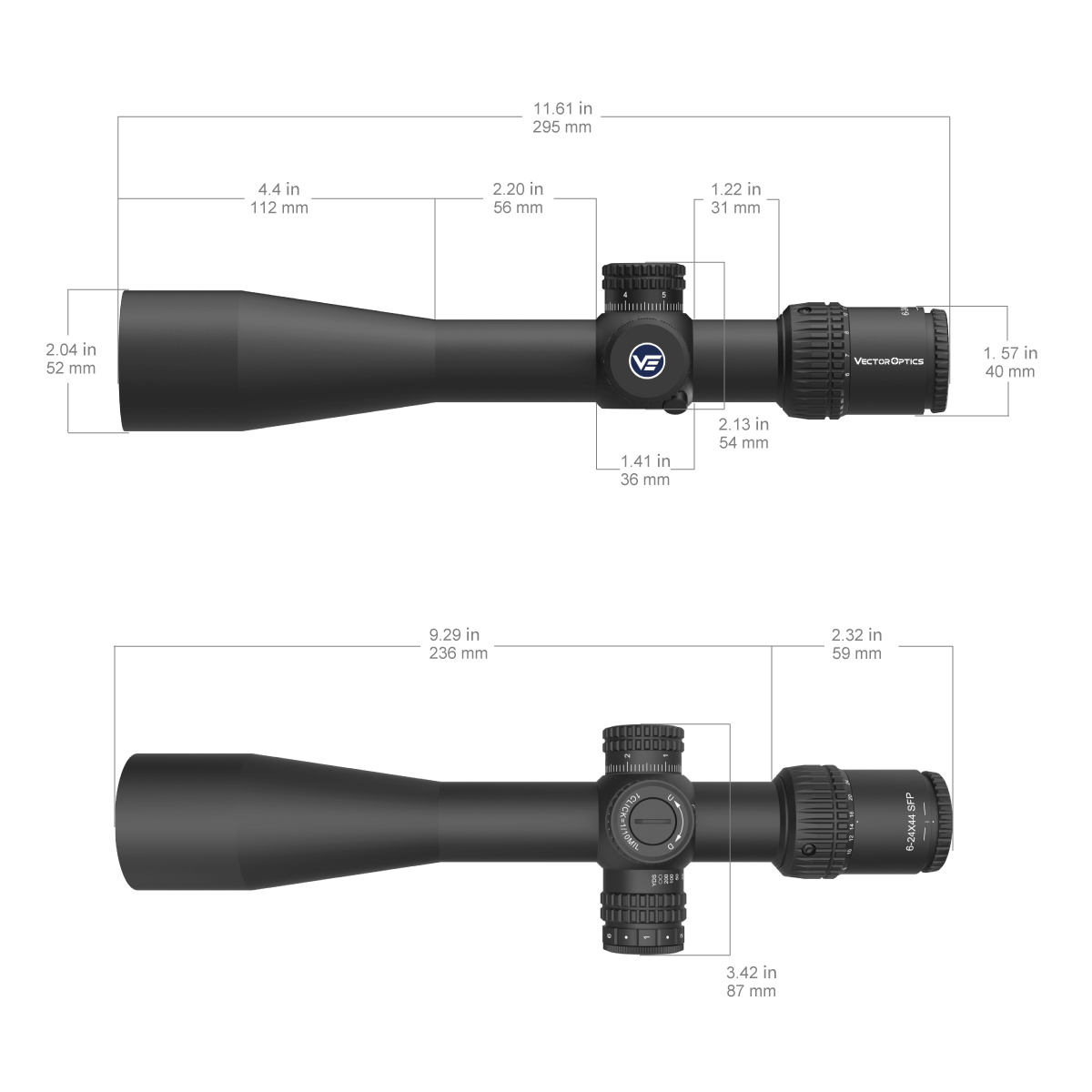 Vector Optics Veyron 6-24x44IR SFP visor de rifle compacto