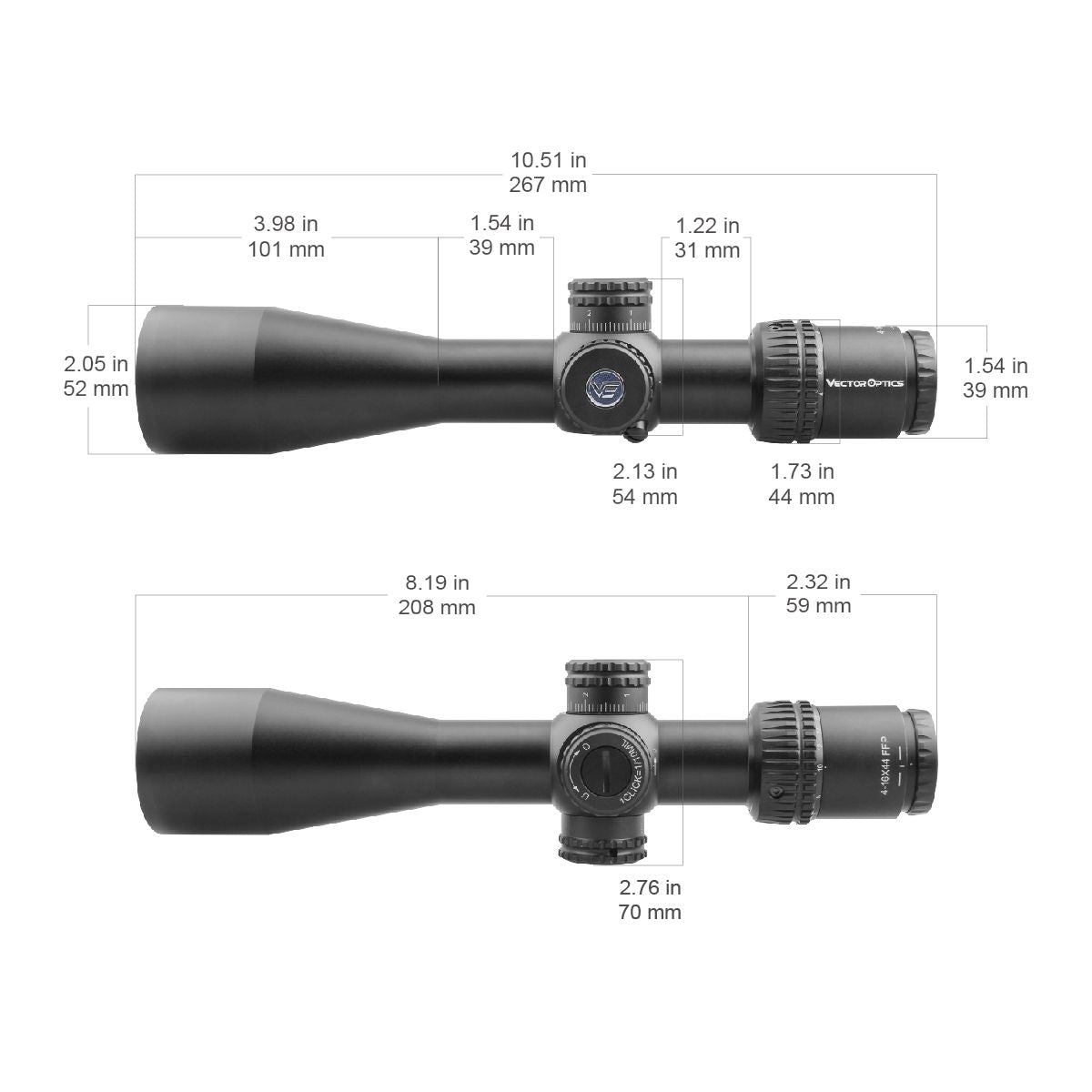 Vector Optics Veyron 4-16x44 FFP visor para rifle