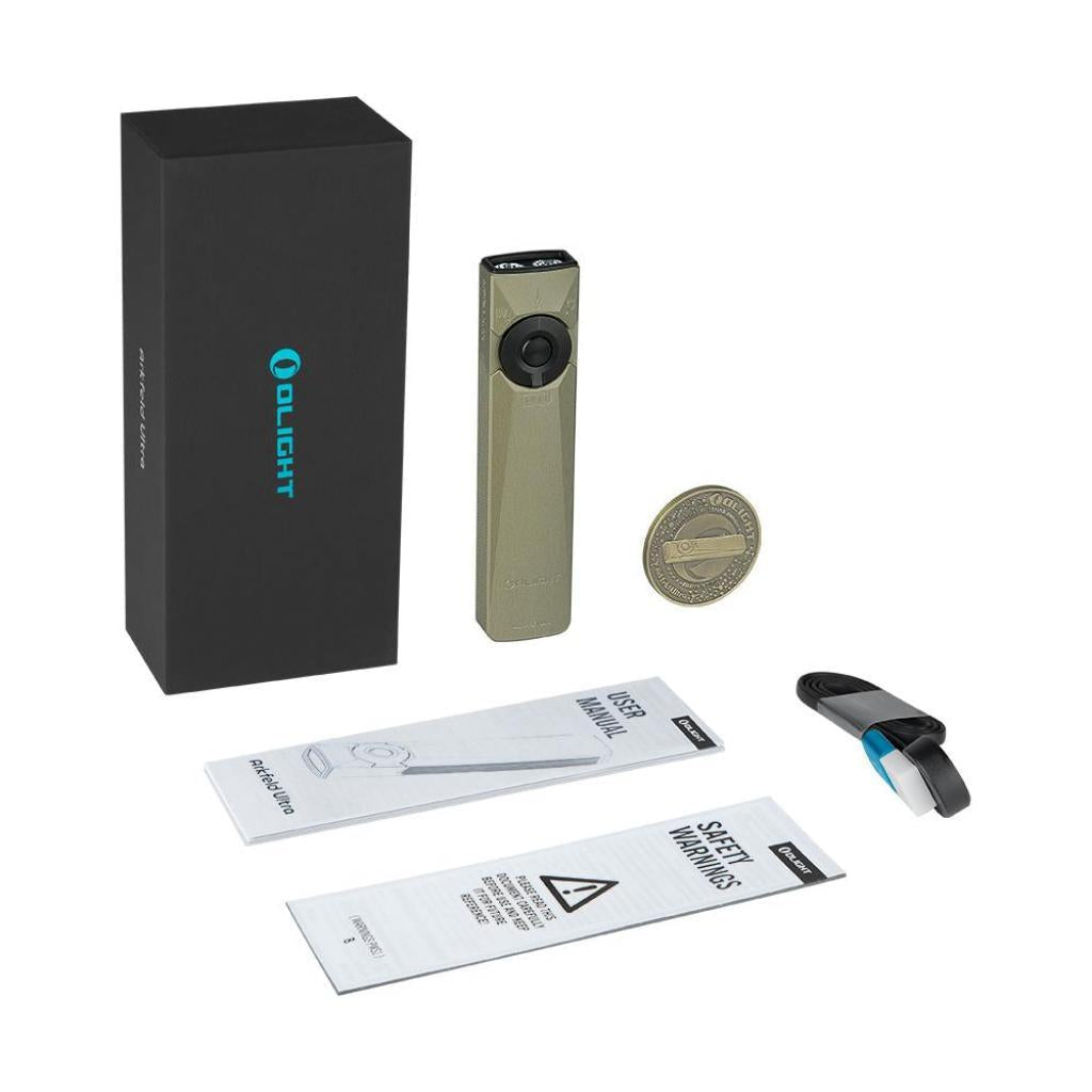 Olight Arkfeld Ultra | linterna EDC plana 3 en 1 | 1.400 lm - Olive Green