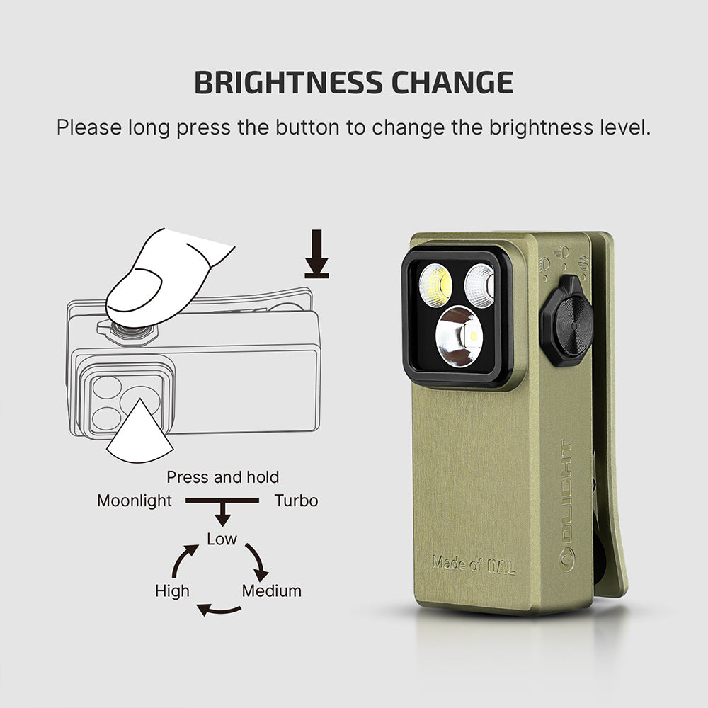 Olight Oclip Ultra | linterna EDC con clip 3 en 1 | 530 lm - Olive Green