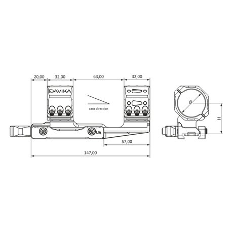 montura cantilever para visor de 34mm | base Ergo QD Picatinny - Media
