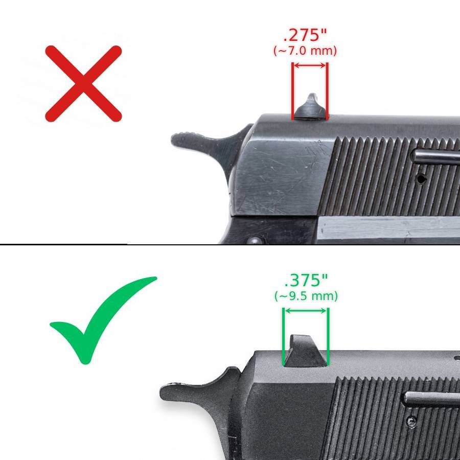 Browning Hi-Power [Vigilante Mark III Practical HP40] miras ajustables | puntos blancos