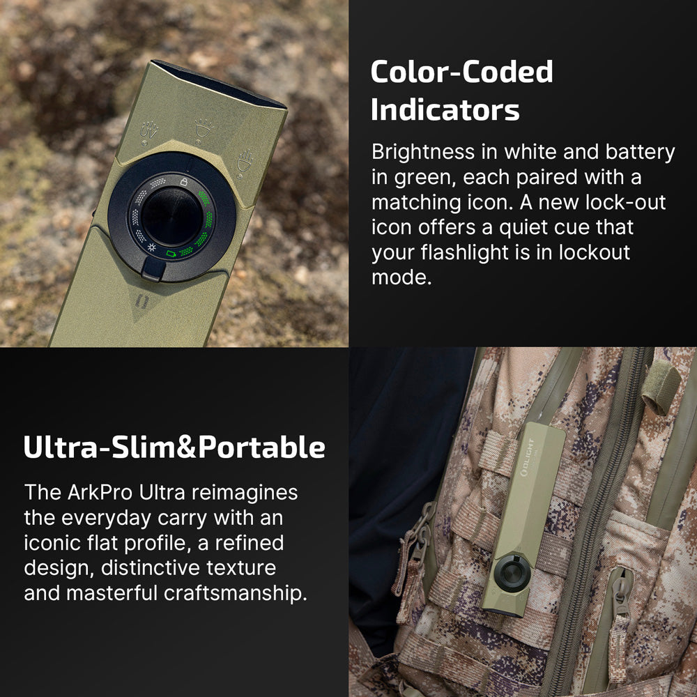 Olight ArkPro Ultra | linterna EDC plana 4 en 1 | 1.700 lm - Olive Green