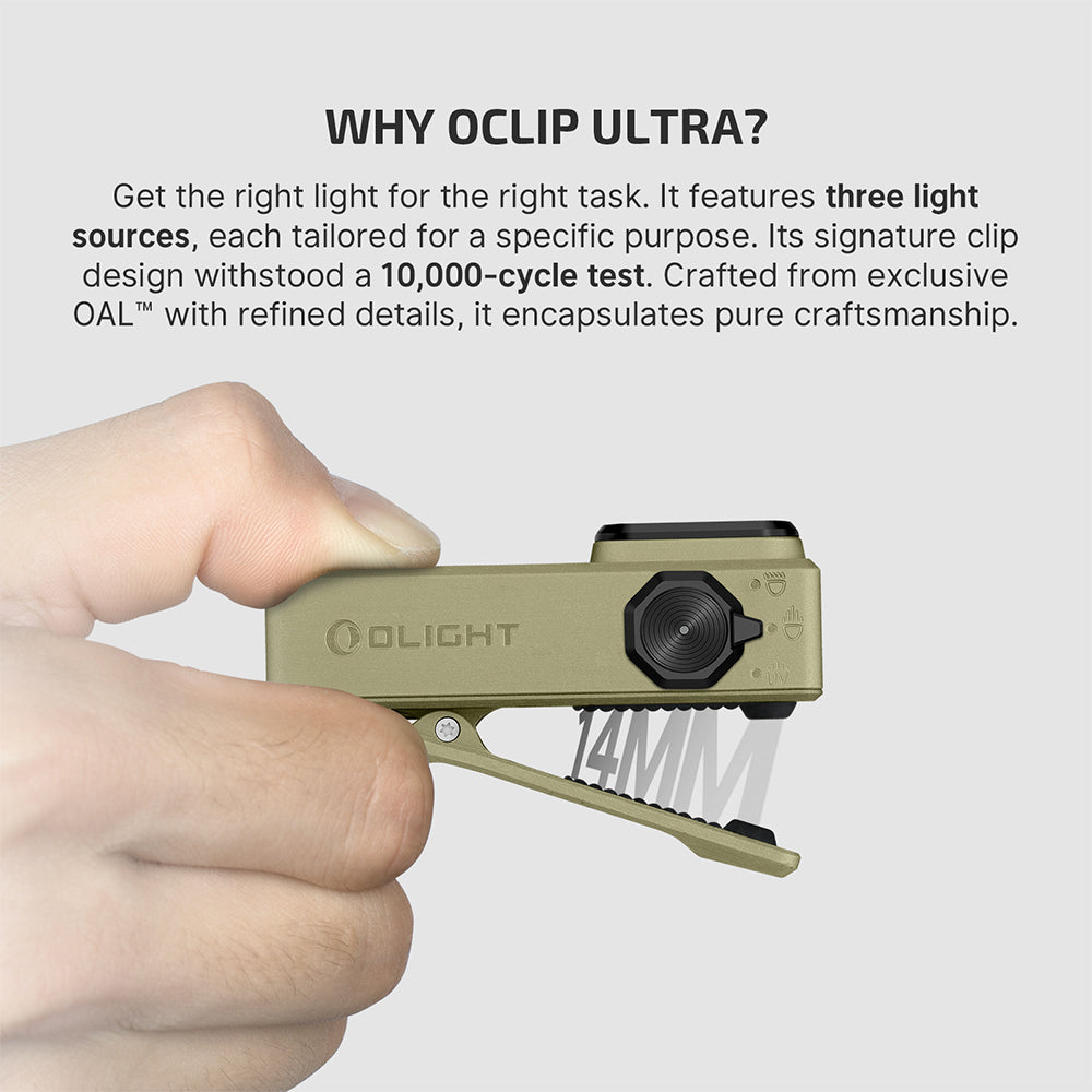 Olight Oclip Ultra | linterna EDC con clip 3 en 1 | 530 lm - Olive Green