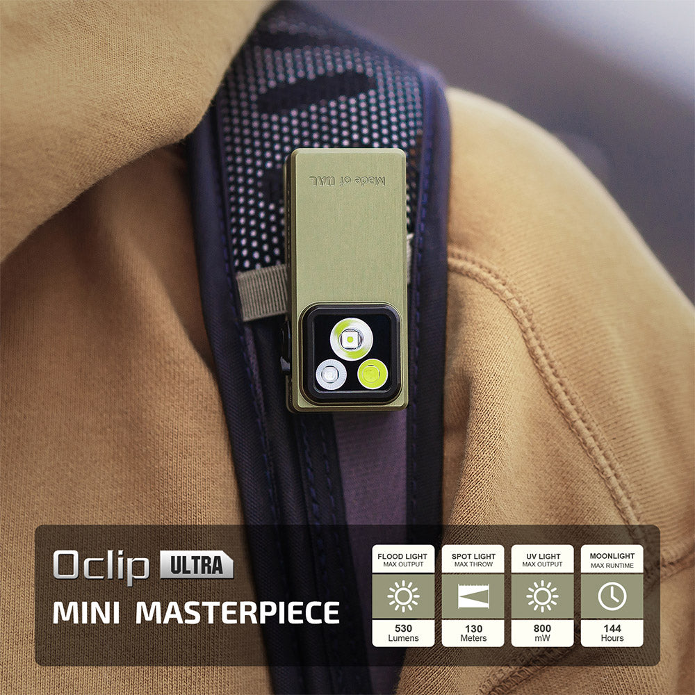 Olight Oclip Ultra | linterna EDC con clip 3 en 1 | 530 lm - Olive Green